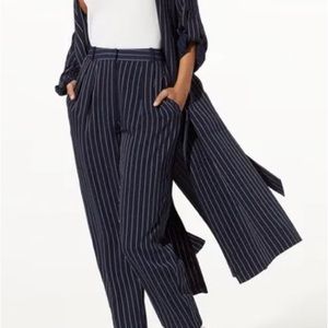 Aritzia Babaton Modesto Blue White Pinstripe 2 pants tailored wide leg pants